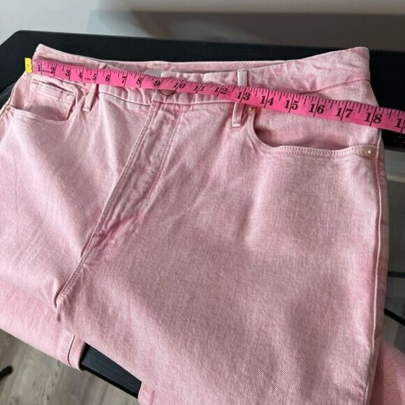 Good American Women's Good Boy Split Hem Straight Leg Jeans Pink Size 14/32 - Picture 8 of 13